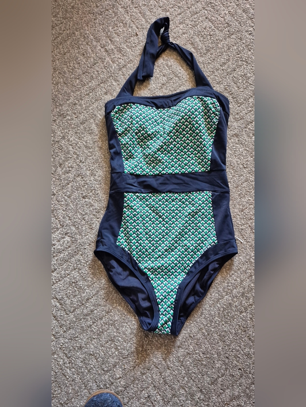 Boden Santorini  Navy & Green Geometric One-Piece Swimsuit Sz.6 - Picture 4 of 7